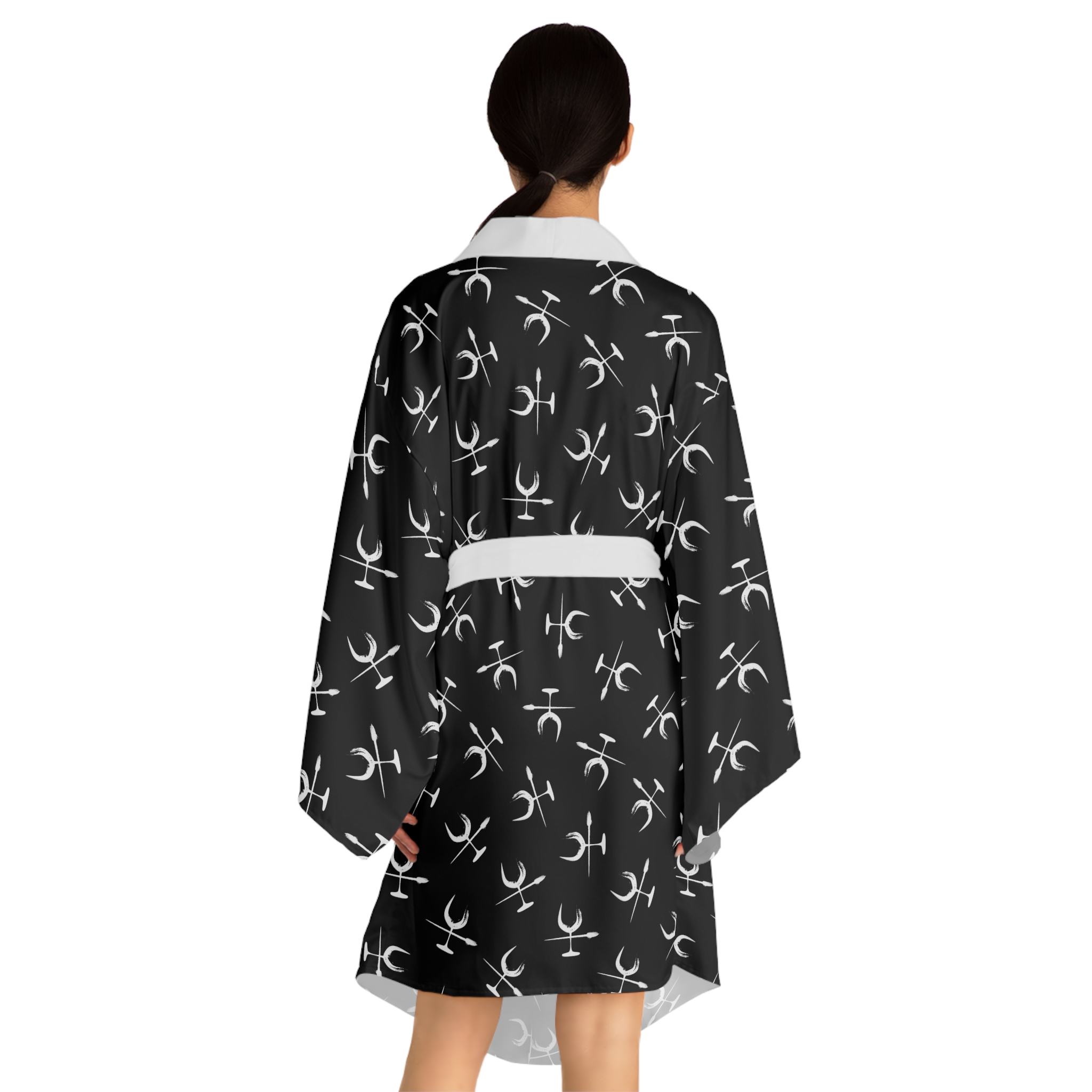 Wine & Paint Black Kimono Robe - Image 4