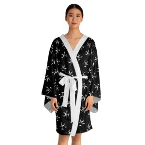 Wine & Paint Black Kimono Robe